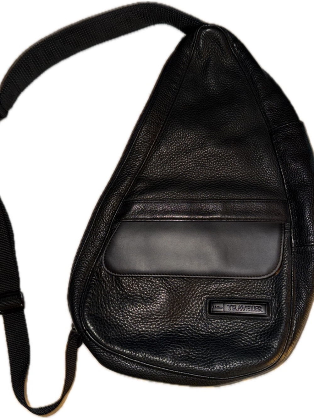 L.L. Bean Black Pebbled Leather Crossbody Sling Bag